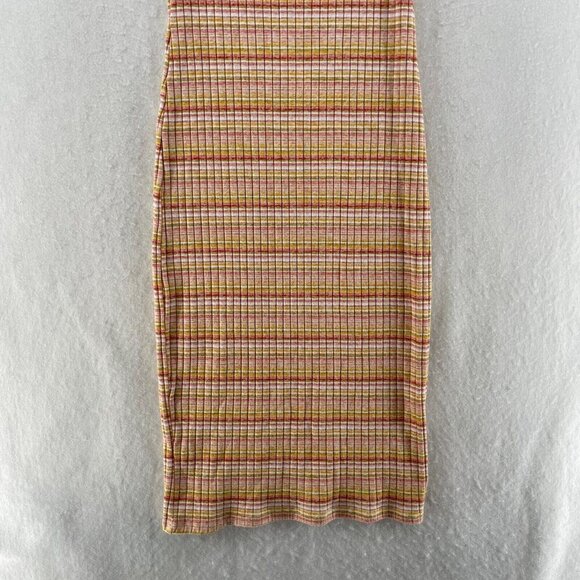 Forever 21 Dress Women's Sz M Yellow Red Striped Ribbed Knit Sleeveless Bodycon - Picture 8 of 10